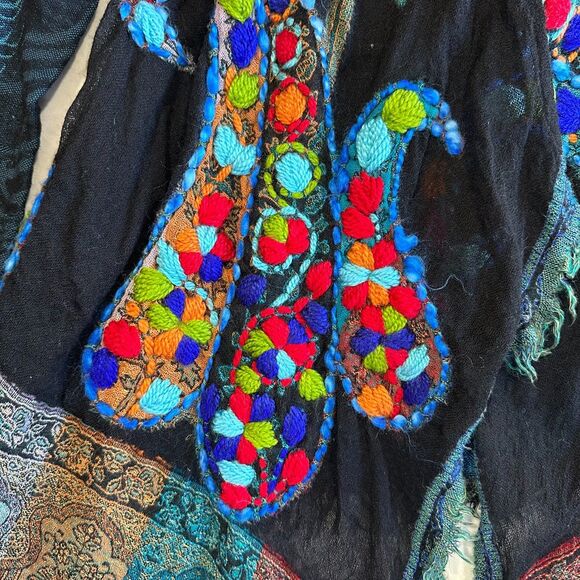 Soft Surroundings Embroidered Peacock Feather Kimono Cardigan Jacket Women's S - Picture 7 of 15